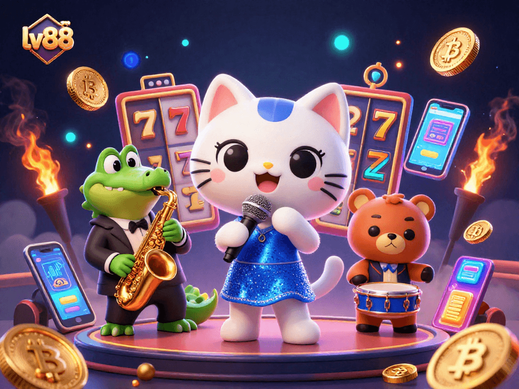 Win big at lv 88 with vibrant slot machines and animated casino characters.