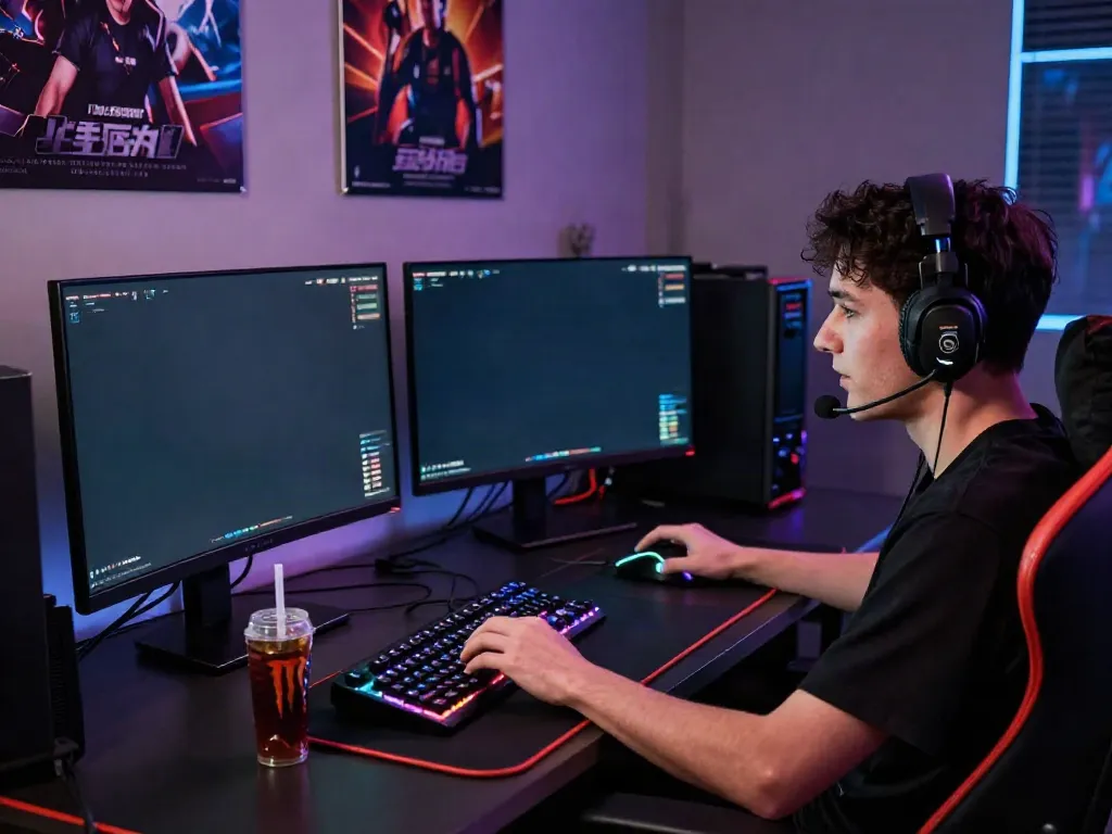 Engaging esports player at a high-tech gaming setup while streaming on https://ku88vt.com/ for an exhilarating audience experience.