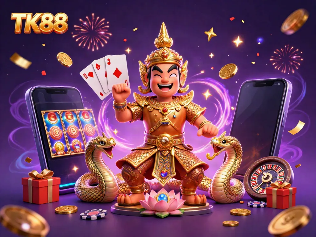 Experience the excitement of TK88 with stunning visuals of slot games and guardians in 3D art.