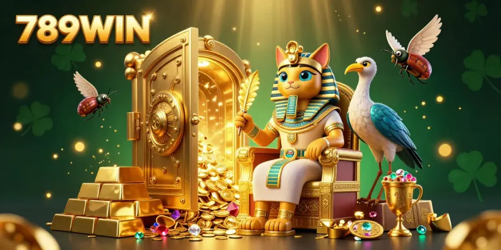 Experience thrilling gameplay with 789WIN in this dynamic casino scene featuring Egyptian themes.