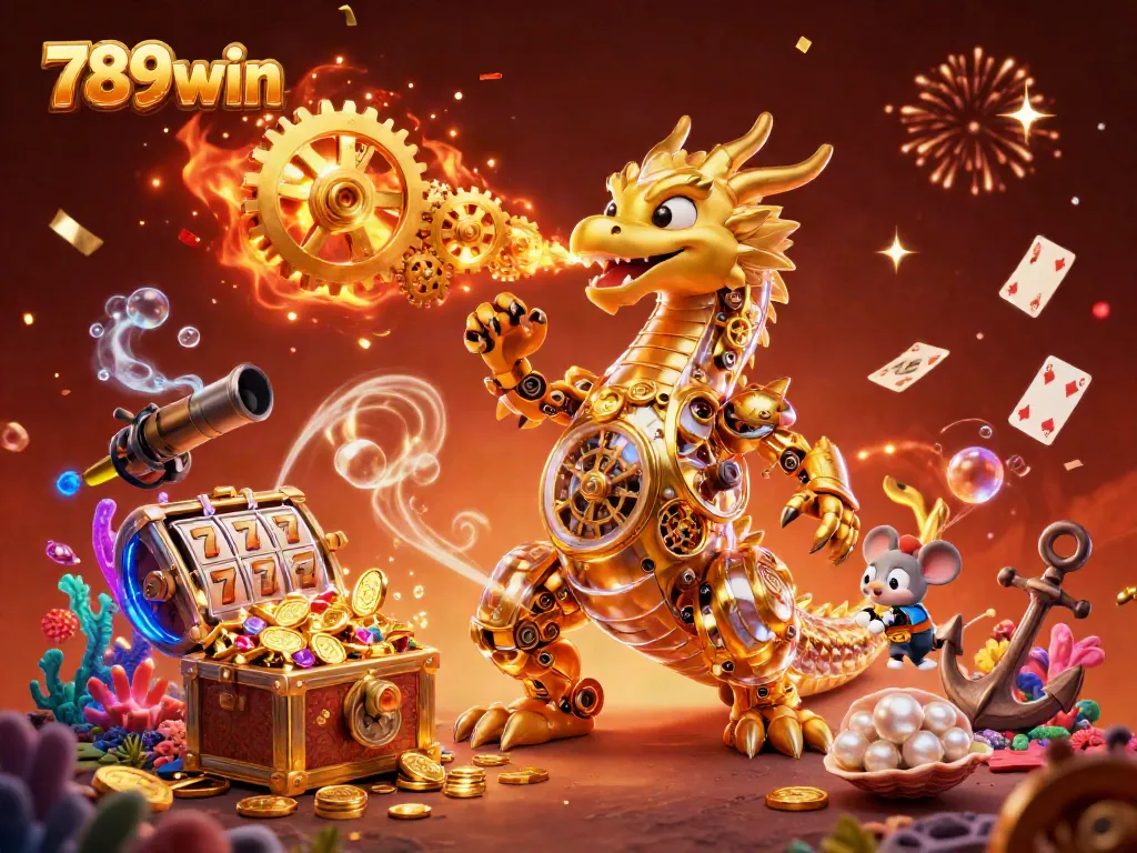 Experience thrilling gameplay with 789win featuring a dragon, gold coins, and vibrant elements in an exciting casino scene.