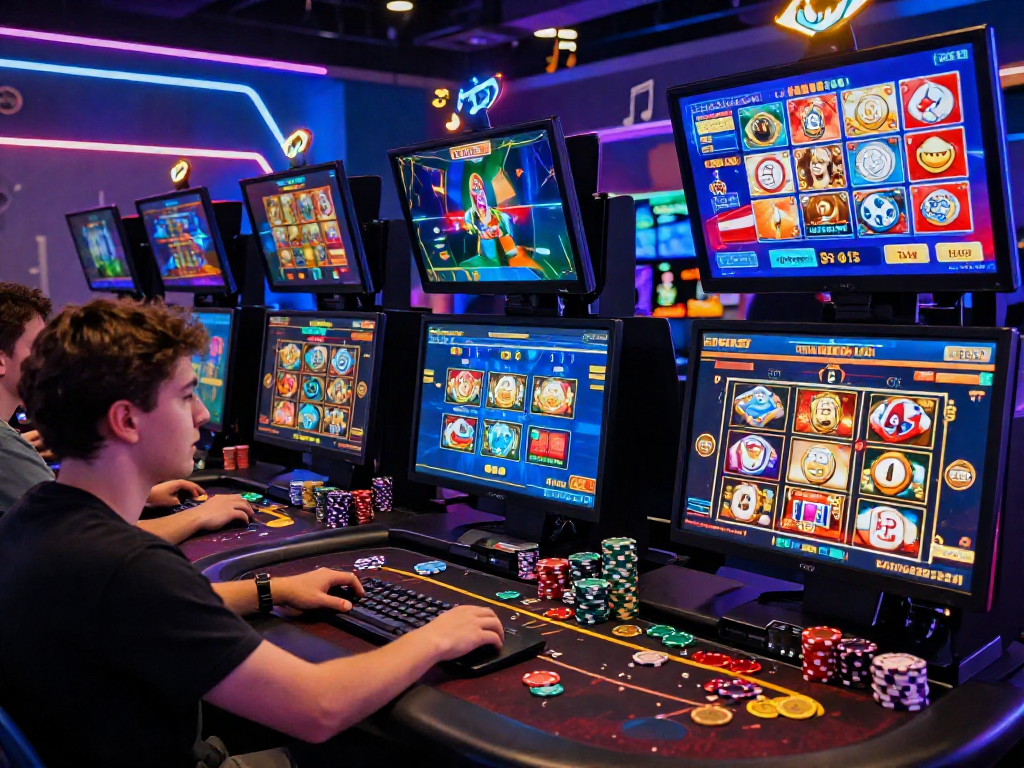 Giocatori immersi nell'esperienza di casino online non AAMS in un ambiente vivace e digitale con giochi emozionanti.