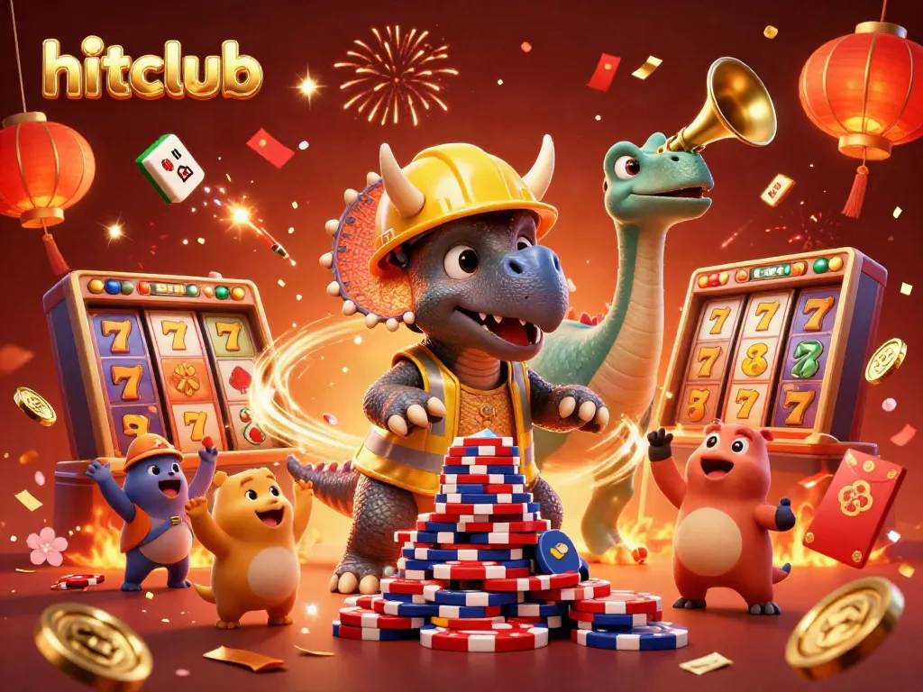 Join hitclub to enjoy exciting slots and jackpots with vibrant 3D characters celebrating a big win.