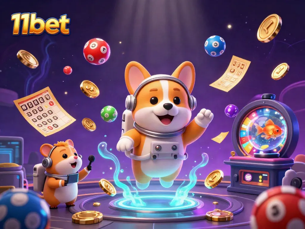 Experience the thrilling adventure of 11bet with a unique space casino scene featuring floating characters and vibrant game elements.