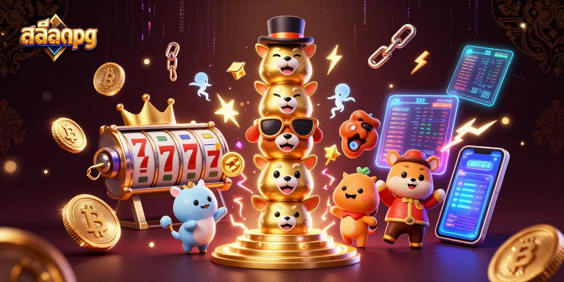 Engage with สล็อตpg in a vibrant 3D casino scene filled with dynamic gambling elements and crypto visuals.