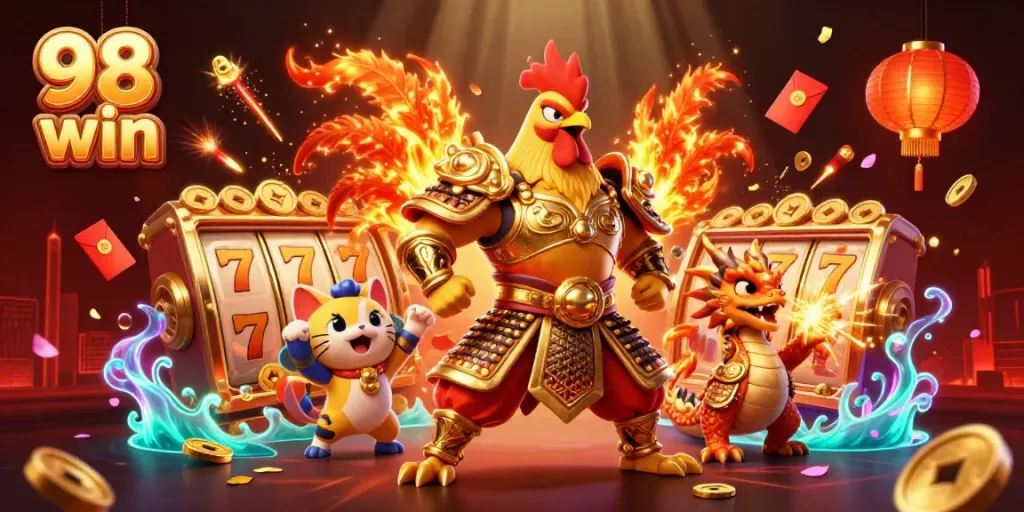 Engage in thrilling gameplay at 98 win with vibrant casino elements and dynamic characters.