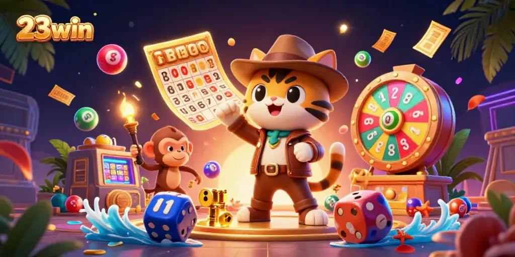 Experience thrilling game action with 23win as an archaeologist cat and monkey discover treasure.