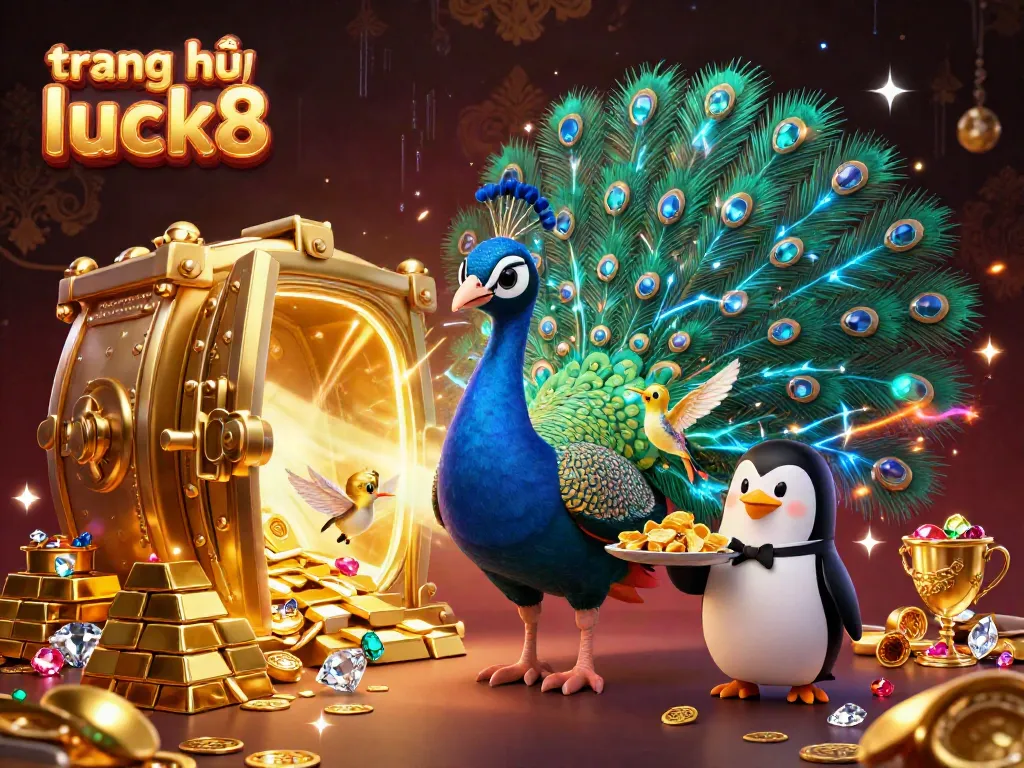 Engage in action at the trang chủ luck8 with a vibrant 3D scene filled with gems and casino elements.