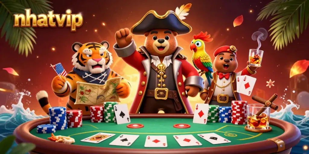 Nhatvip offers thrilling poker games with a vibrant sea-inspired design, bringing excitement to players.
