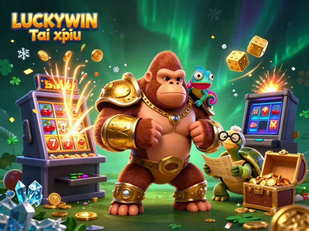 Experience LUCKYWIN Tài xỉu with immersive action and epic characters in this vibrant 3D casino scene.