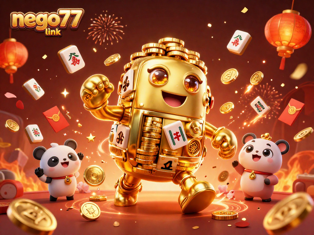 Experience thrilling gaming excitement with the nego77 link featuring a golden golem and vibrant casino elements.