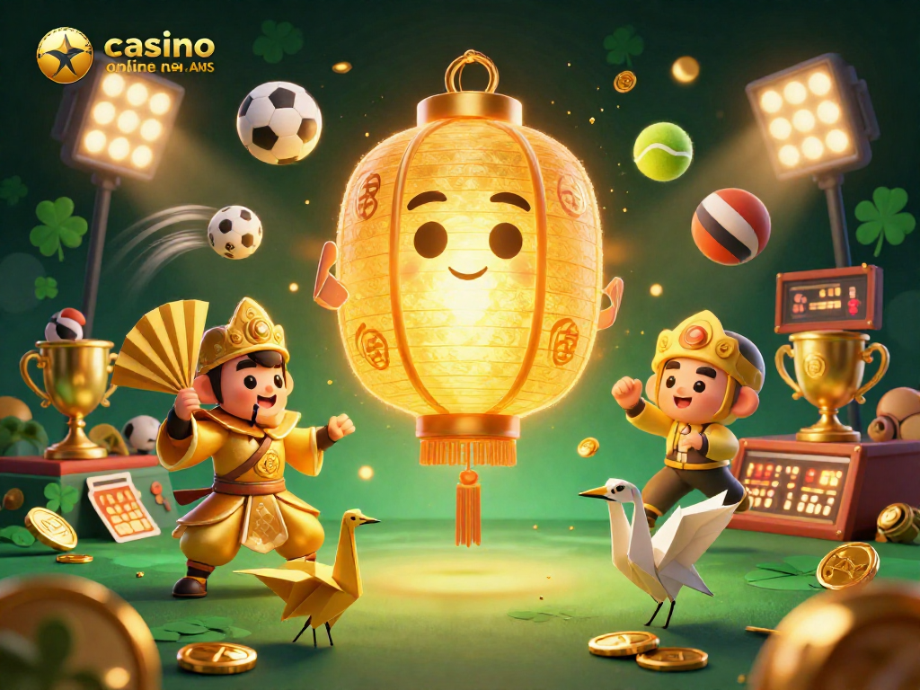 Giocatori vincenti in un 'casino online non AAMS' con simboli fortunati e palloni sportivi.